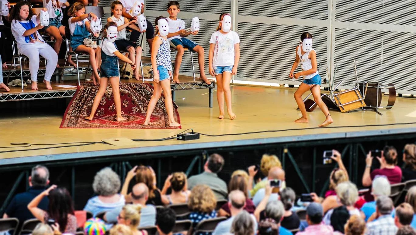 Childrens performance at Vondelpark Openlucht Open Air Theatre Theater in summer