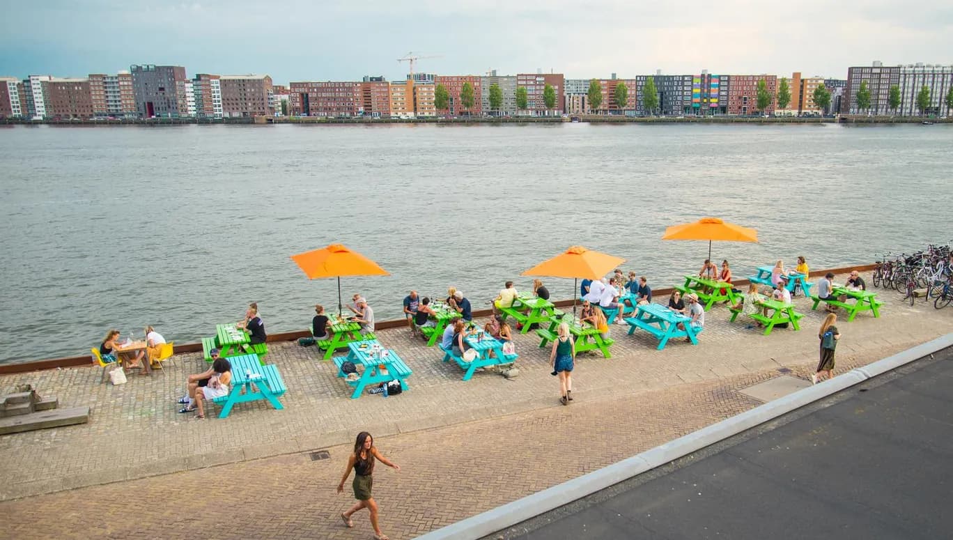 FC Hyena cinema restaurant terrace in Summer