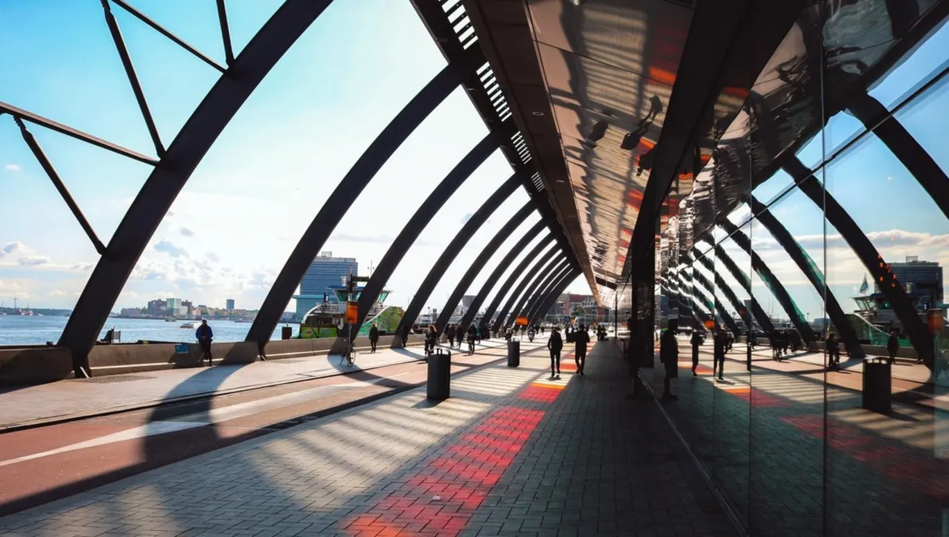 view from bike path behind station