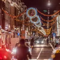 Lights in the winter at Christmas in the PC Hooftstraat shopping street