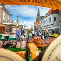 Cheese stall at the Weest market.