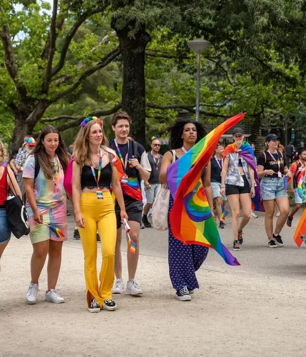 People at the Pride Walk in Amsterdam