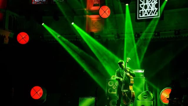 Arists on stage at Super Sonic Jazz Festival 2021 in Paradiso. Nubya Garcia