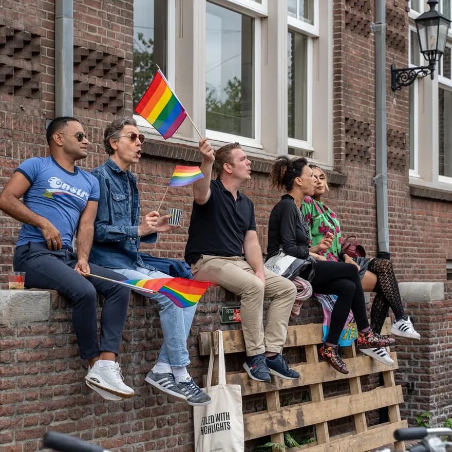 Spectators watching the Queer Walk 2023.
