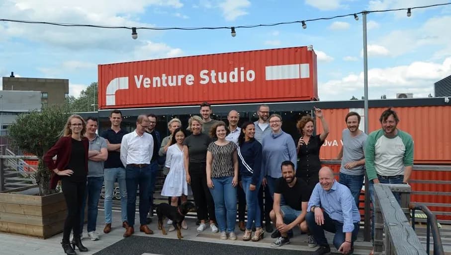 Group photo of Readytoscale standing outside Venture Studio