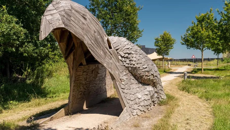 The eagle archway of nature reserve Oostvaardersplassen in Flevoland.