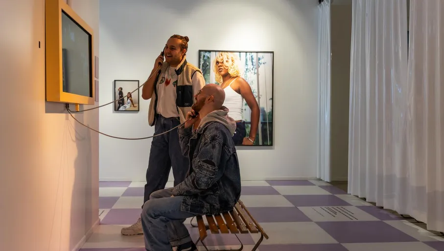 A couple visits OSCAM - Open Space Contemporary Art Museum.