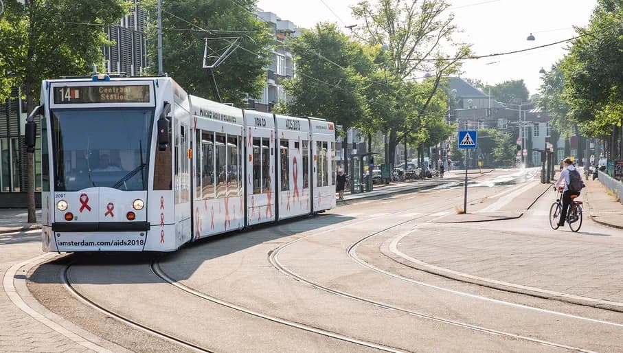 Tram with aids Congres advertisement