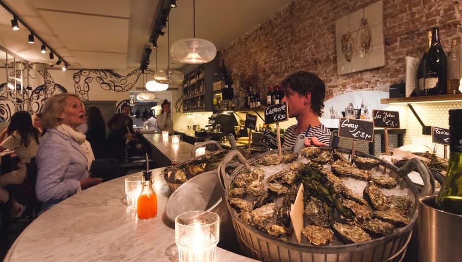 People having dinner at Brut De Mer seafood restaurant