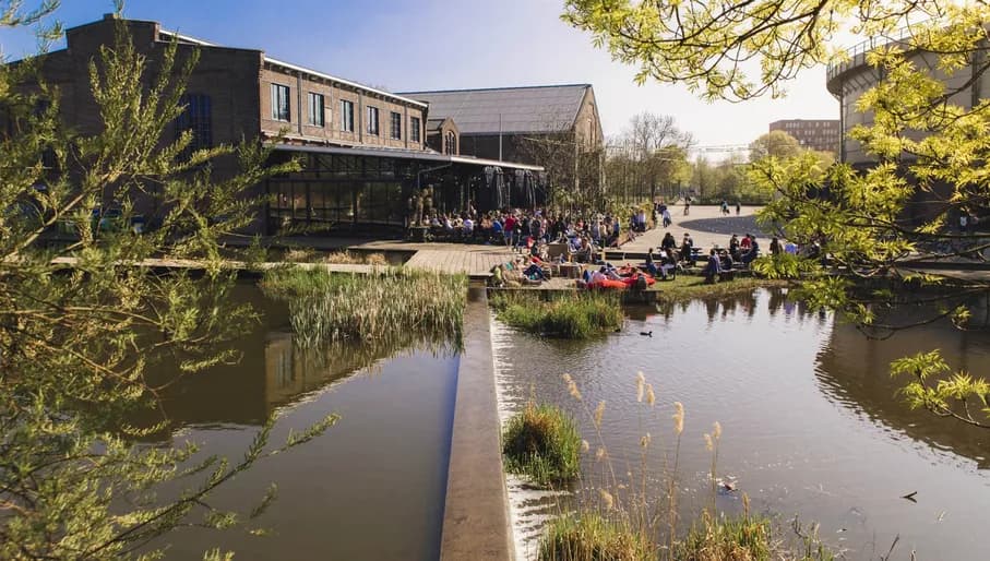 People chilling and sitting on a terrace