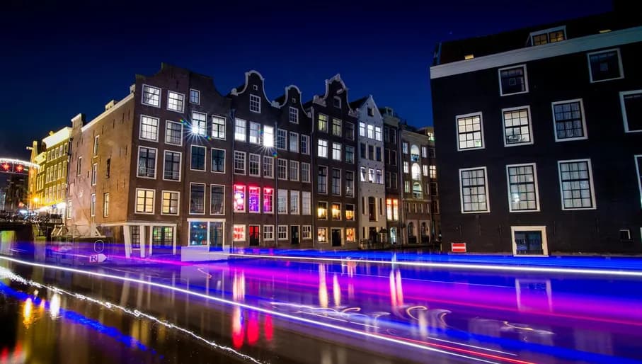 Lights are flashing by at the Red Light District