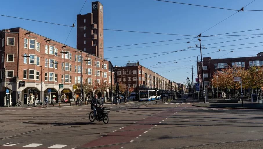 Mercatorplein architecture with cyclist