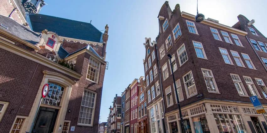 Street corner at Noordermarkt with Noorderkerk
