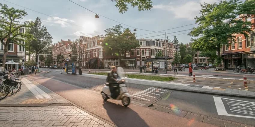 Scooter on Cornelis Schuytstraat street view in Oud-Zuid