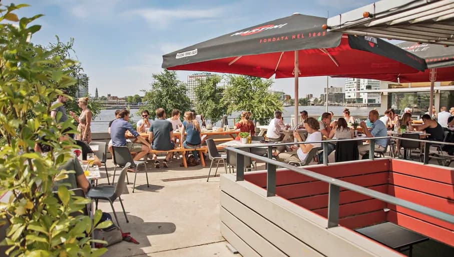 People sitting on a terrace
