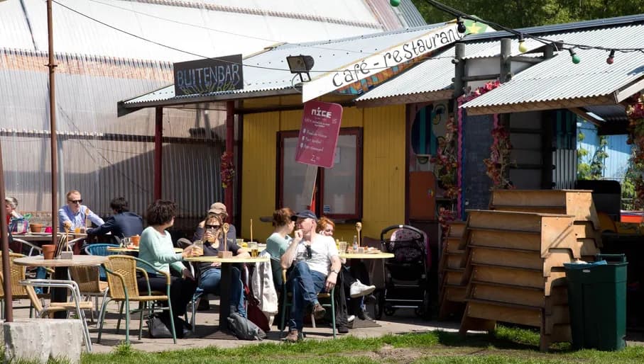 People drinking on a terrace
