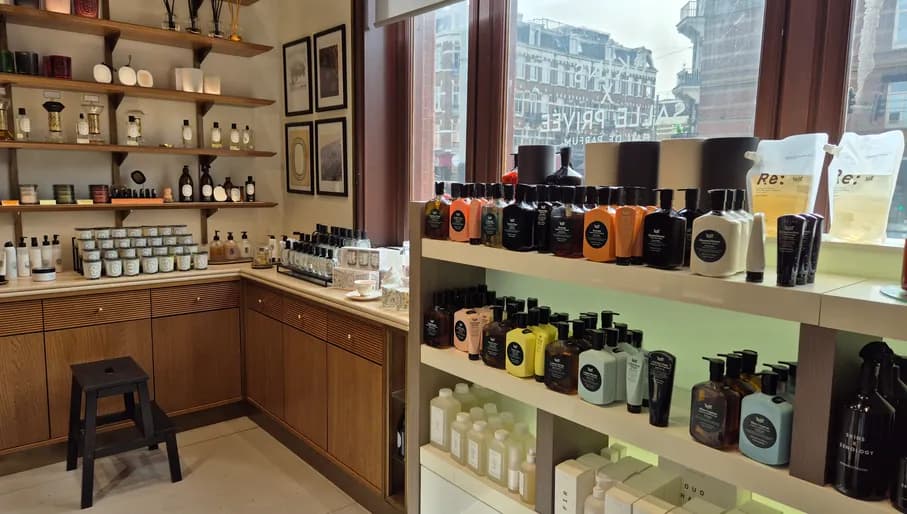 Products in interior of Skins Cosmestics beauty store